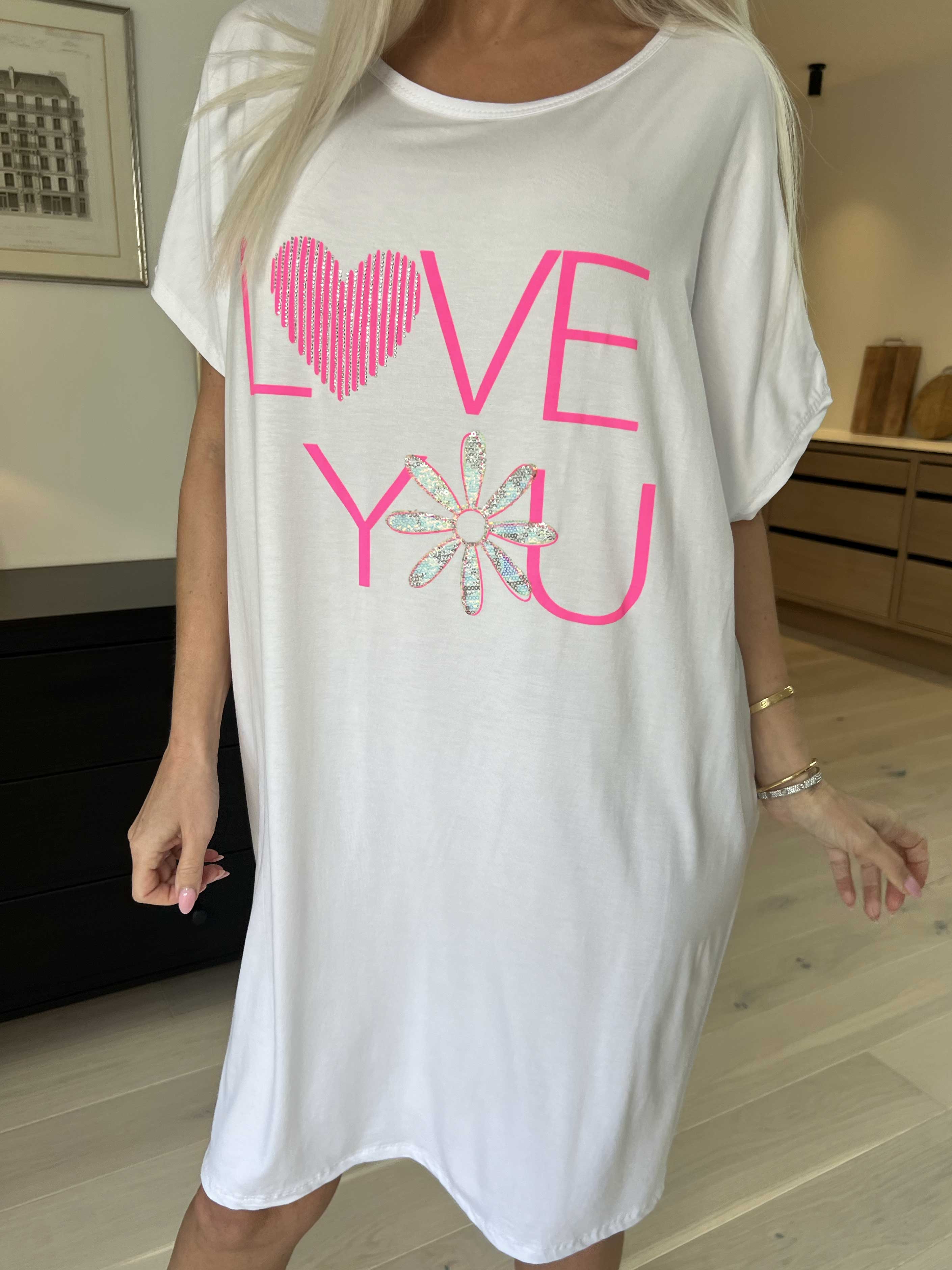 Edina - T-shirtklänning med tryck i viskosblandning